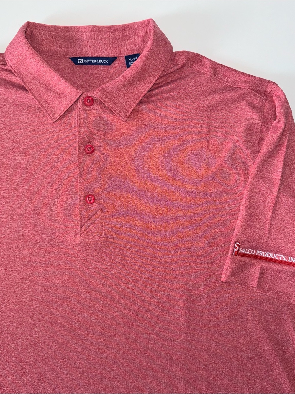Cutter & Buck Men's XL Polo Shirt Red Golf Performance Stretch